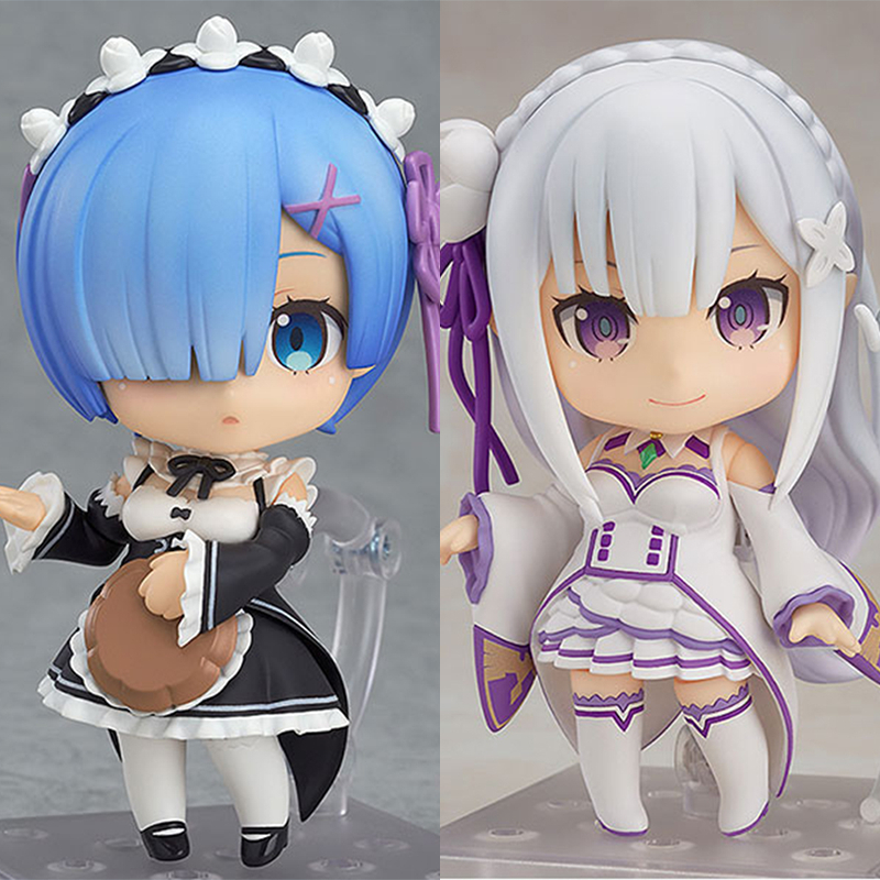 โมเดลฟิกเกอร์ Pvc อนิเมะ Nendoroid RE ZERO Starting Life in Another World 663#Rem 751#Emilia โมเดลตุ