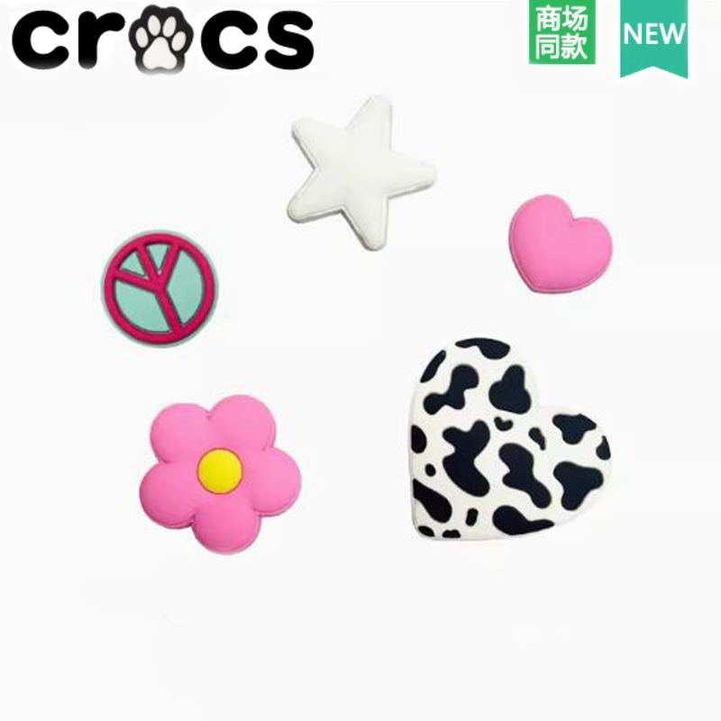 Crocs Crocs Zhibixing Accessories Hole Shoes Flower Texture Peace Label Five Piece Set Wang Junkai Same Style