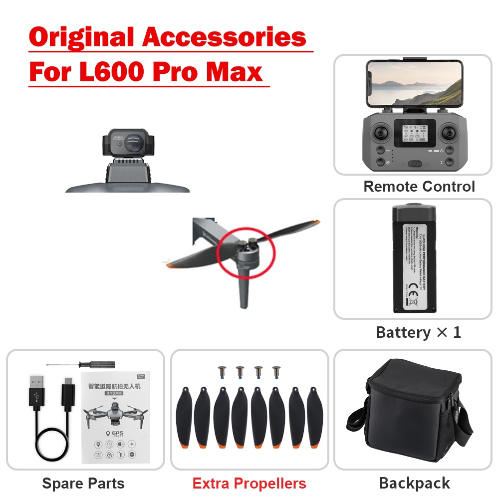 อุปกรณ์เสริมโดรน สําหรับ LYZRC L600 Pro Max Quadcopter Obstacle หัวหลีกเลี่ยง / แบตเตอรี่ 7.4V 4500Mah / ใบพัด / แขน /