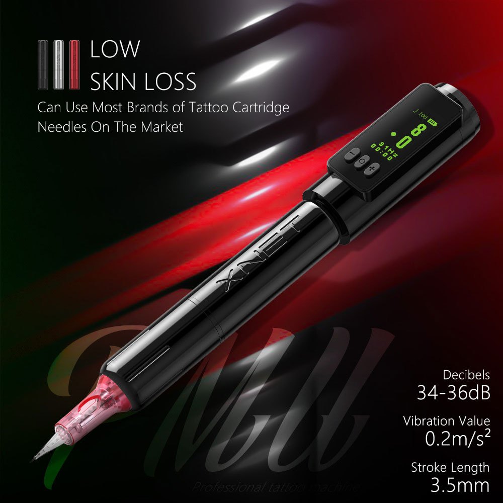 Xnet เครื่องสักโรตารีสายคล้องคอถาวร แหล่งจ่ายไฟ 1200mAh พร้อมมอเตอร์ไร้แกน ขนาดด้ามจับบาง 18 มม. สํา