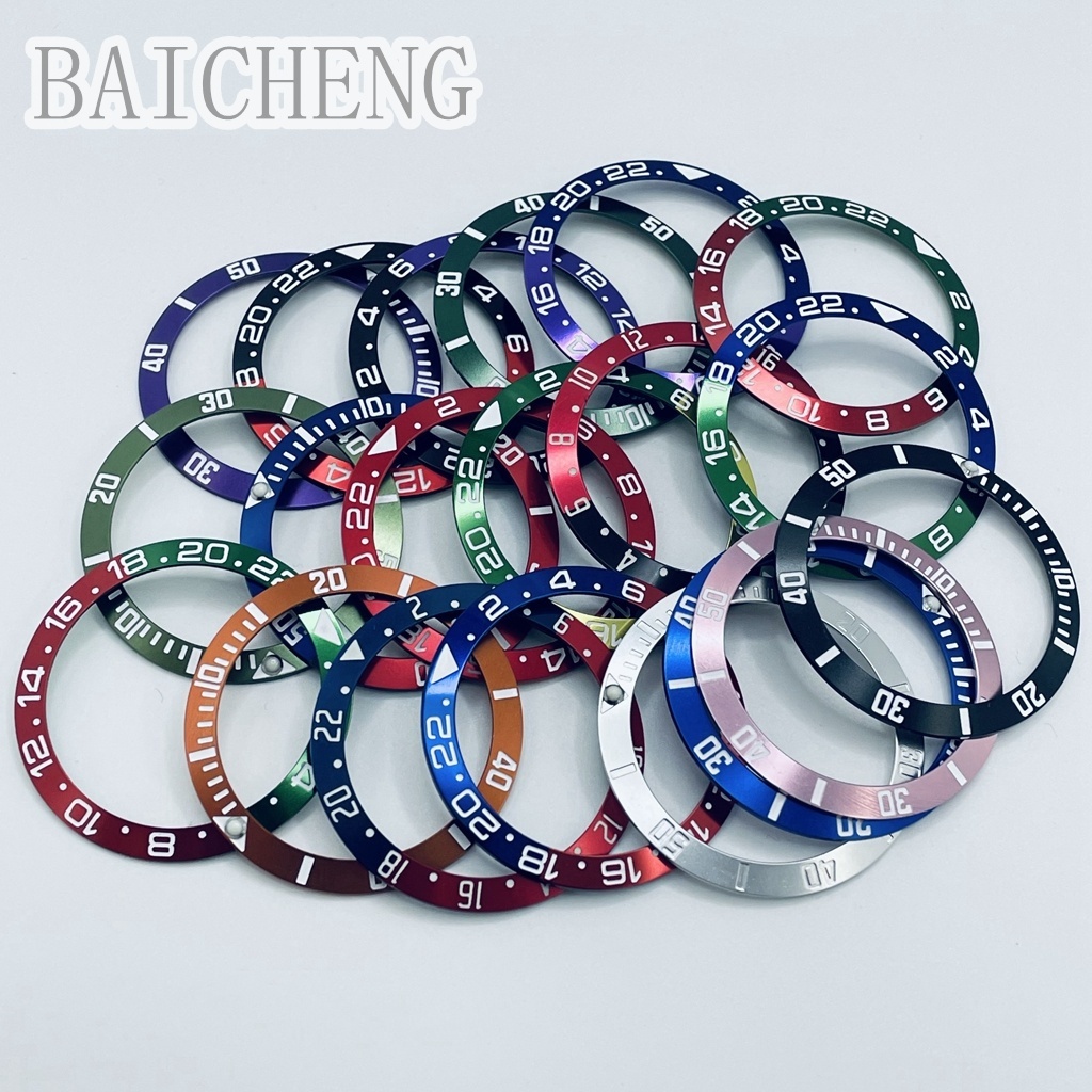 Baicheng 38 มม.แหวนอลูมิเนียม GMT Divers สไตล์นาฬิกา Bezel ใส่สําหรับ 40 มม.นาฬิกาเปลี่ยนอุปกรณ์เสริมดําน้ํา Bezel แหวน