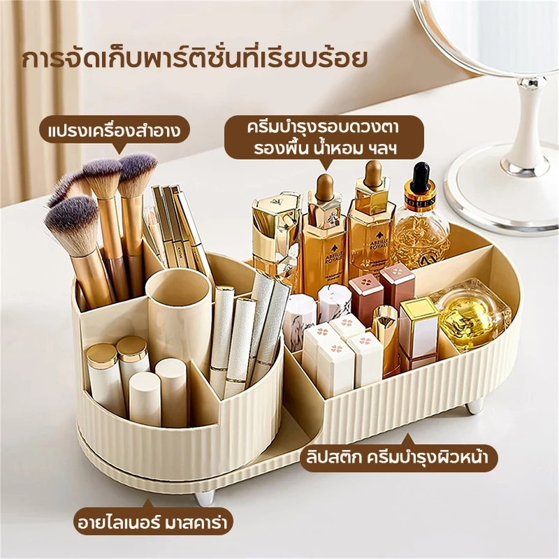 กล่องแต่งหน้า ชั้นวางเครื่องสำอางค์  ความจุสูง กล่องเก็บเครื่องสำอาง หมุนได้ กล่องเก็บสกินแคร์ thumbnail 3
