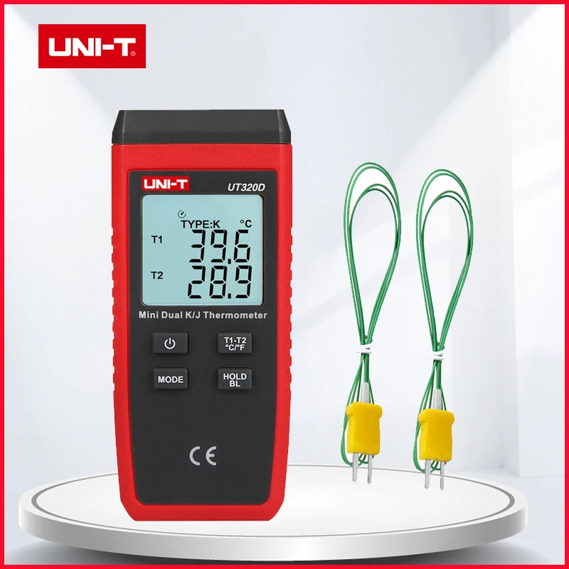 Uni-t UT320D UT320A เครื่องวัดความชื้นสัมพัทธ์ Thermokoppel ประเภทติดต่อ dual channel K/J เครื่องวัด