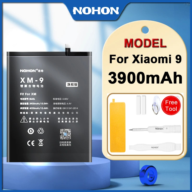 Nohon แบตเตอรี่ BM3L ความจุสูง 4000mAh แบบเปลี่ยน พร้อมเครื่องมือฟรี สําหรับ Xiaomi 9 MI9 M9 MI 9