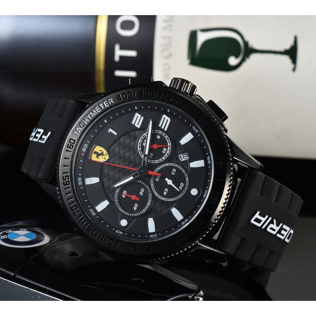 Ferrari Ferrari Stainless Steel Case Rubber Strap Men 's Watch Rui Watch ys