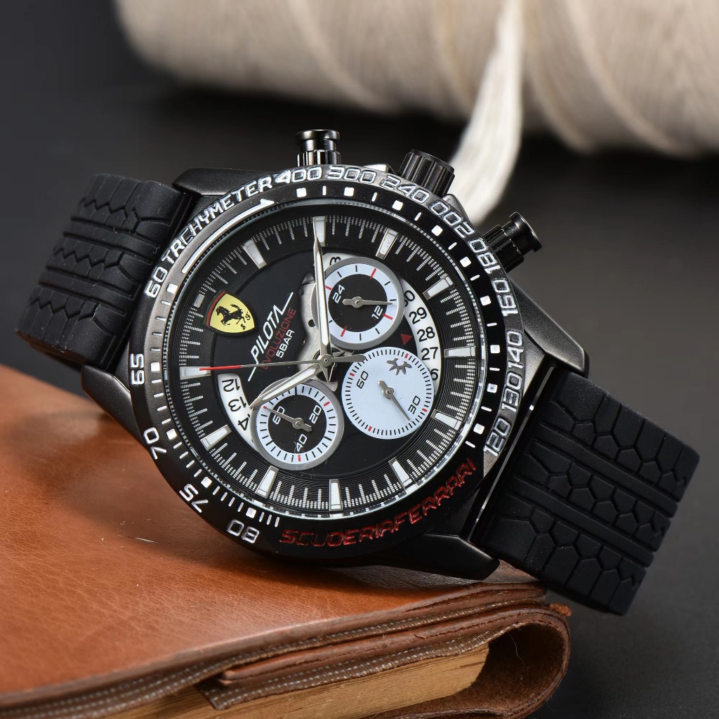 Ferrari Ferrari Stainless Steel Case Date Display Leather Strap Men 's Watch Rui Watch ys
