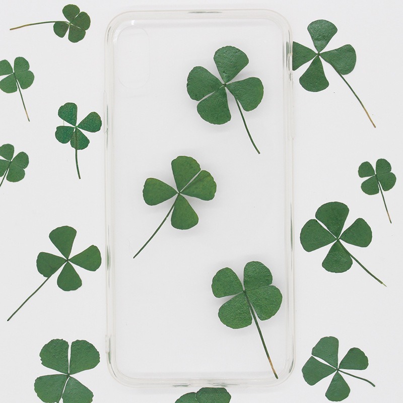 Pressed clover ดอกไม้แห้ง DIY กาวหยดเคสโทรศัพท์เทศกาลการ์ดแต่งหน้าใบหน้าจี้เครื่องประดับ,12 ชิ้น