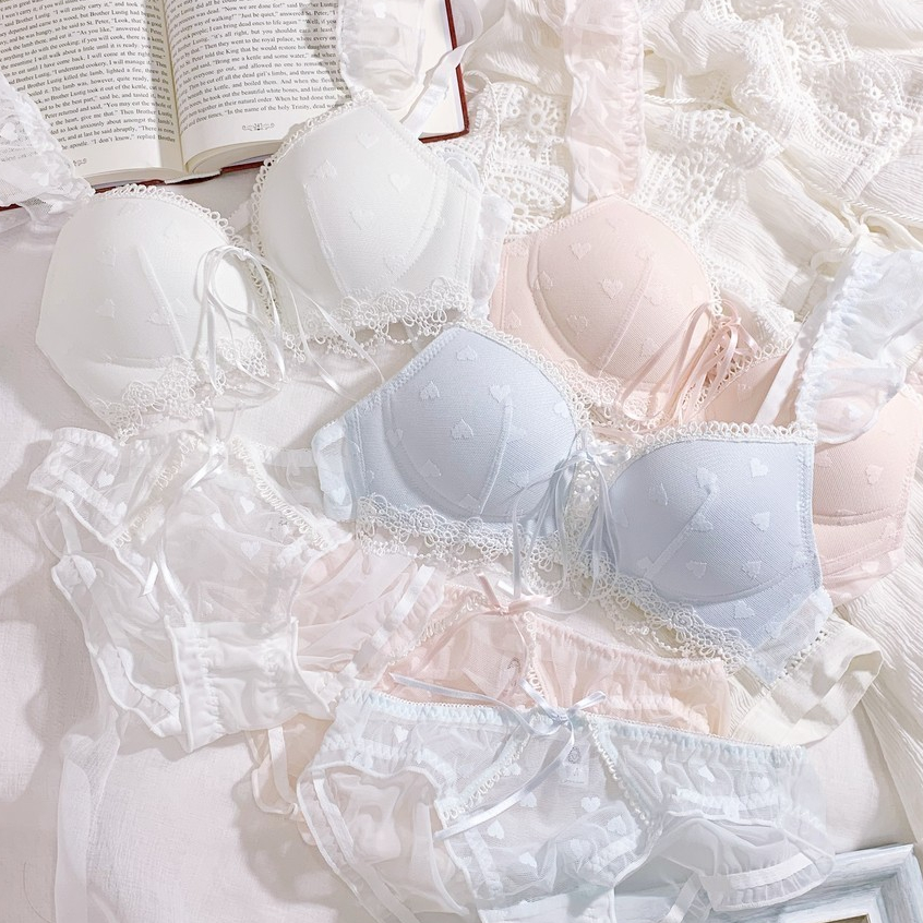 สาวญี่ปุ่นหน้าอกเล็กรวบรวมชุดชั้นในชุดชั้นในชุดไม่มี underwire เซ็กซี่น่ารักผูกนัวเนียรักลูกไม้