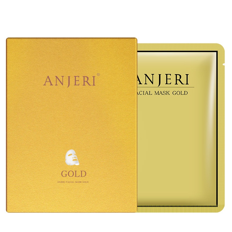Anjeri Face Gold Mask Facial Beauty Plant Extracts Hydrating Nourishing Skin Care Mask 10 ชิ ้ น/Box