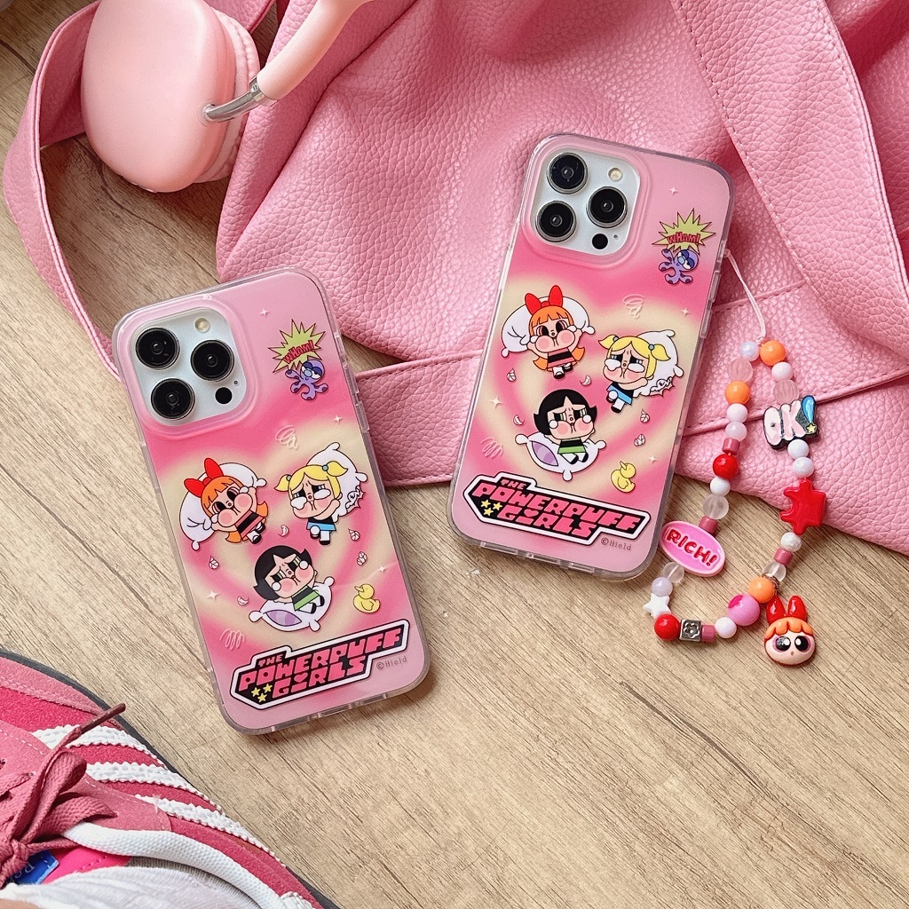 สุดน่ารัก,หมอน Crybaby Powerpuff Girls Phone Cover with Bracelet,For iPhone 15Promax 15Pro 15 14 13Promax 13Pro 13 12Promax 12Pro 12