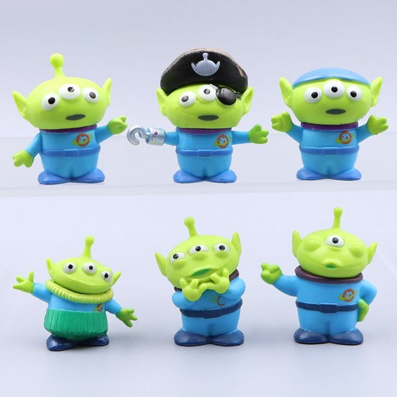 6 ชิ้น/เซ็ต 3-4 ซม.ของเล่นการ์ตูน Story อะนิเมะรูป Aliens คอสเพลย์โจรสลัด Hula สาม Eyed Man Mini DIY PVC ตัวเลขการกระทําตุ๊กตาของเล่น