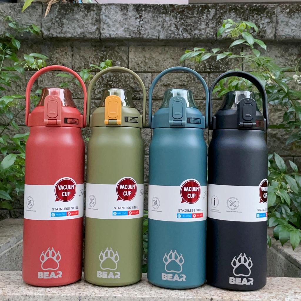 【COD】 BEAR  ขวดน้ำดื่มสแตนเลส 316 ความจุขนาดใหญ่ 1700ml/60oz (มีหลอด) มีแผ่นยางด้านล่างTHAISHANG