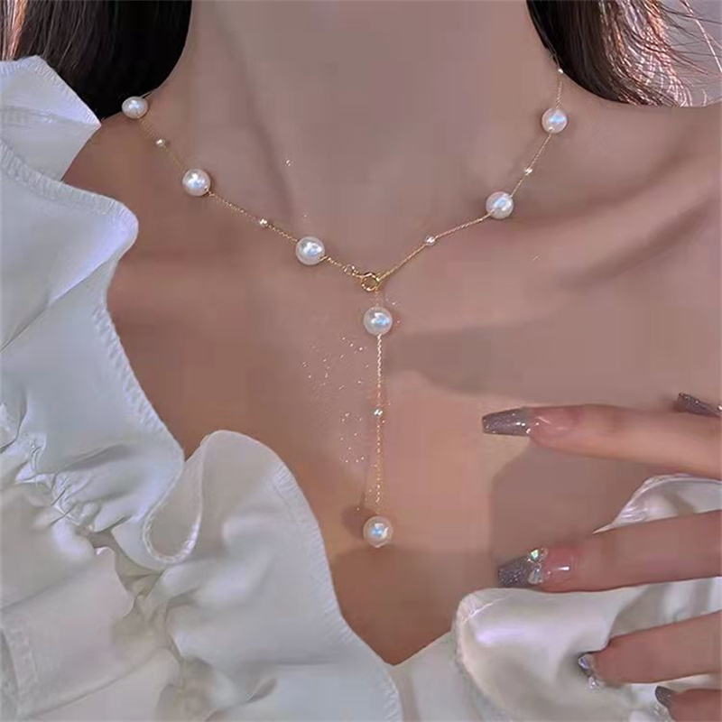 เกาหลี INS สไตล ์ สร ้ อยคอมุกหรูหรา Pearl Colar Choker Clavicle Chain น ่ ารักงานแต ่ งงานเครื ่ องประดับของขวัญสําหรับแฟน
