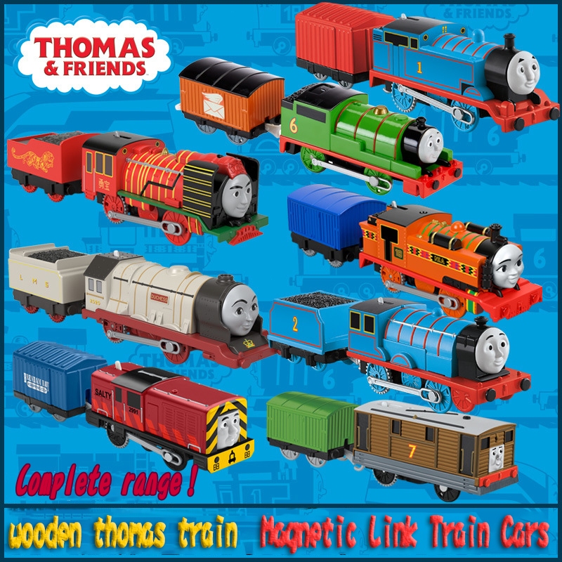 [คลังสินค้าพร้อม] ของเล่นรถไฟไม้โทมัส, รถไฟการเชื่อมต่อแม่เหล็กไม้โทมัสเจมส์, หัวรถจักรและช่อง, ติดตามเลื่อนหัวรถจักรแม่เหล็ก, ของเล่นเด
