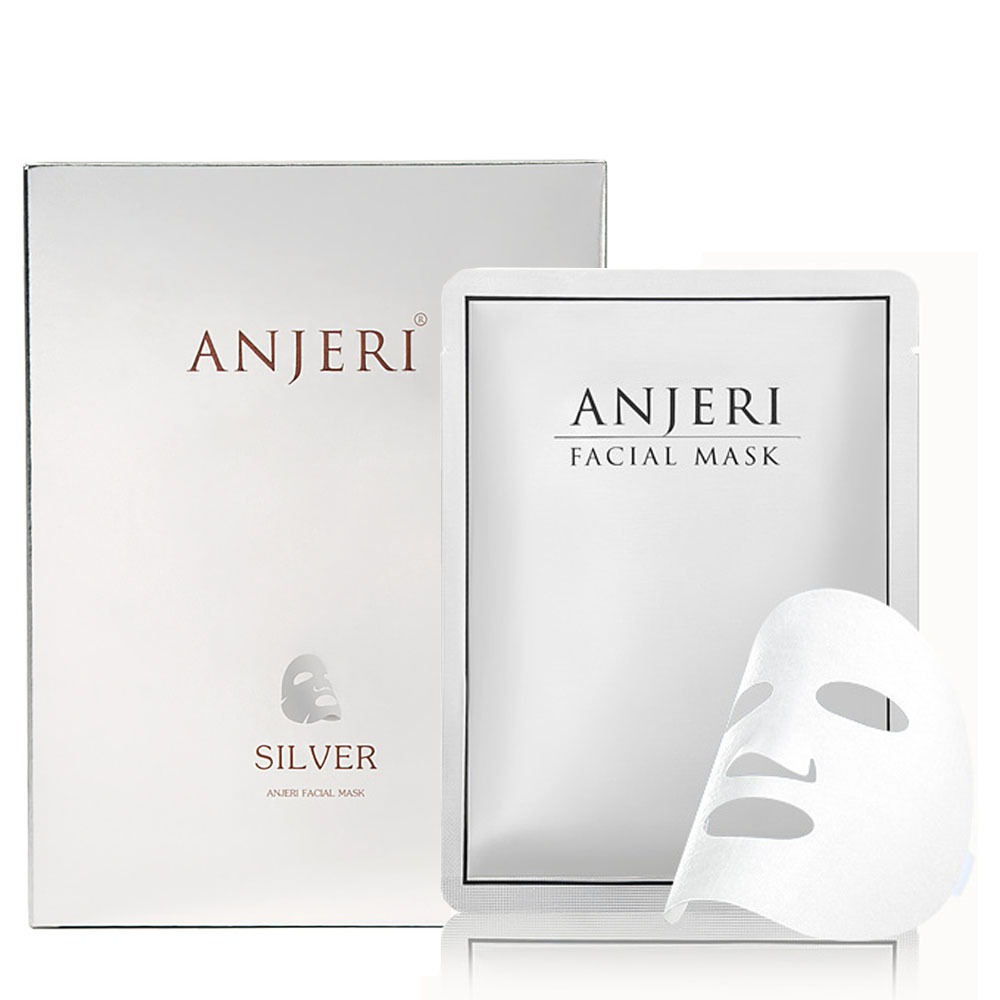 Anjeri Face Silver Mask Facial Beauty Plant Extracts Hydrating Nourishing Skin Care Mask 10 ชิ ้ น/Box