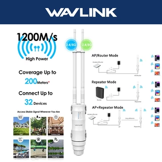 Wavlink AC1200 Dual Band Access Point Outdoor Router Long Range Extender 2.4GHz+5GHz WiFi Router พร้อม POE