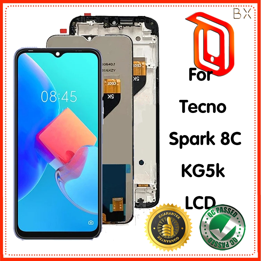 สําหรับ Tecno Spark 8C จอแสดงผล LCD Touch Digitizer เปลี่ยนหน้าจอ KG5k KG5j KG5n ชิ้นส่วนซ่อม LCD