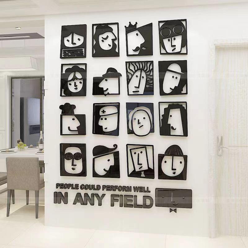 【 Daorui 】INS แฟชั่นเรียบง่ายห้องนอนผนังตกแต่งสติ๊กเกอร์บุคลิกภาพสร้างสรรค์ห้องนั่งเล่นห้องรับประทานอาหารการจัดเรียง 3D อะคริลิผนังสติกเกอร์สามมิติ