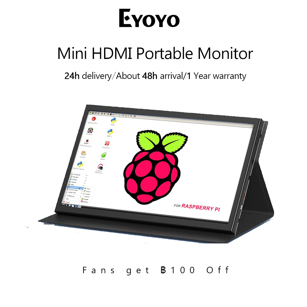 Eyoyo APROTII 10 นิ้วหน้าจอ Raspi, 1024x600 IPS Capacitive Touchscreen Raspi Display, Mini HDMI Port