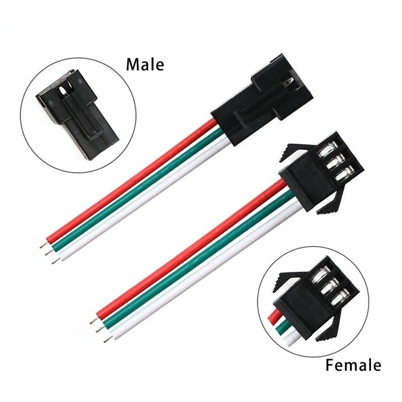 1 คู่ JST Connector 3pin SM ชายหญิงปลั๊กสายไฟสําหรับ 5050 3528 COB นีออน RGBIC LED Light Strip