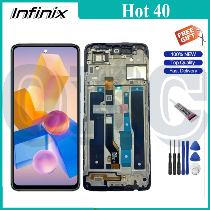 สําหรับ Infinix Hot 40 X6836 LCD กรอบจอแสดงผล Touch Screen Digitizer Assembly Tecno Spark 20 Pro KJ6