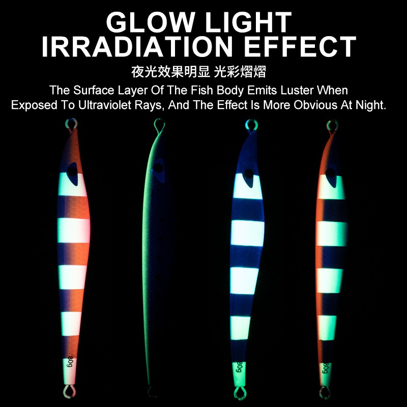TEASER【J133】60g 80g ช้าโลหะ Jigging Lure Glow UV Jigs รูปที่ 6