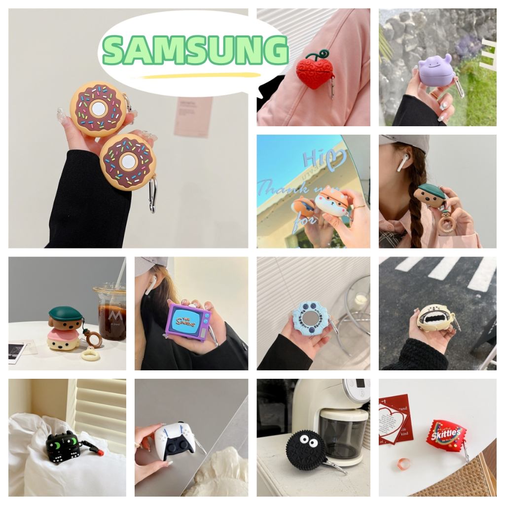 เคสการ์ตูนน่ารักสําหรับ Samsung Galaxy Buds Core Buds2 Pro Insน่ารักPVCป้องกันสีสันBuds FE Buds Live