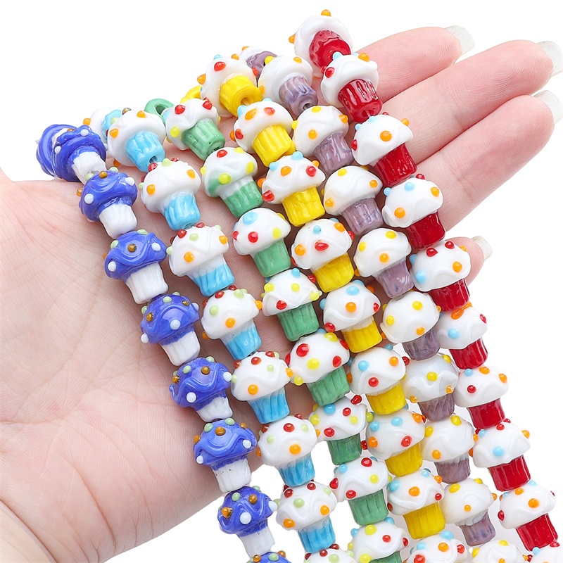 [13x15 มม . ] ลูกปัดไอศกรีมสีสันสดใสลูกปัดแก ้ วสีสันสดใส DIY อุปกรณ ์ เสริมเครื ่ องประดับทํามือ