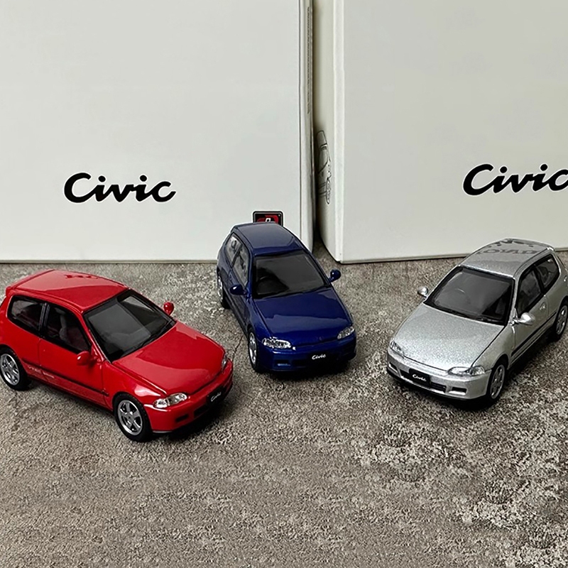 LCD1: 64 Honda Civic CIVIC SiR II (EG6) โมเดลรถอัลลอยพร้อมฝาครอบถอดได้