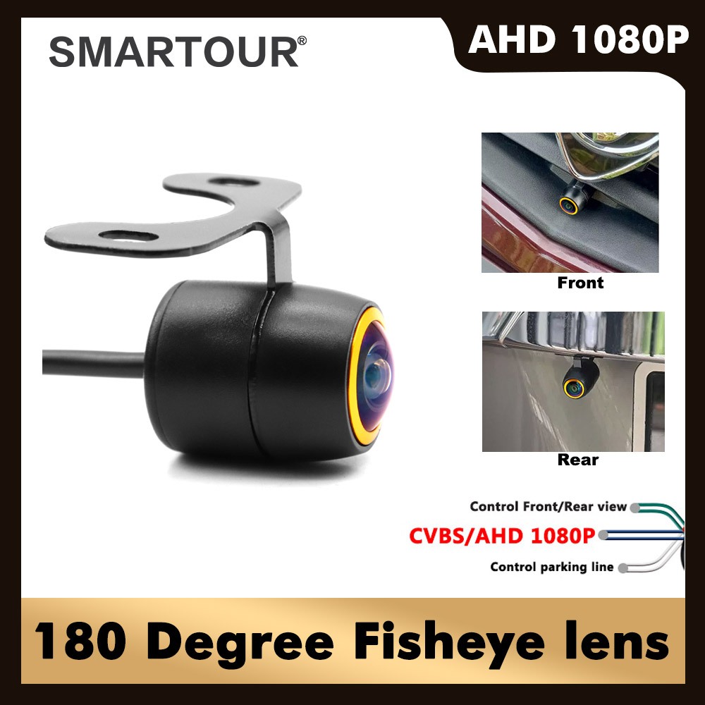 SMARTOUR AHD 180 องศา Golden Fisheye เลนส์ Night Vision 1080P AHD รถด้านหลังย้อนกลับกล้องสํารองสําหร