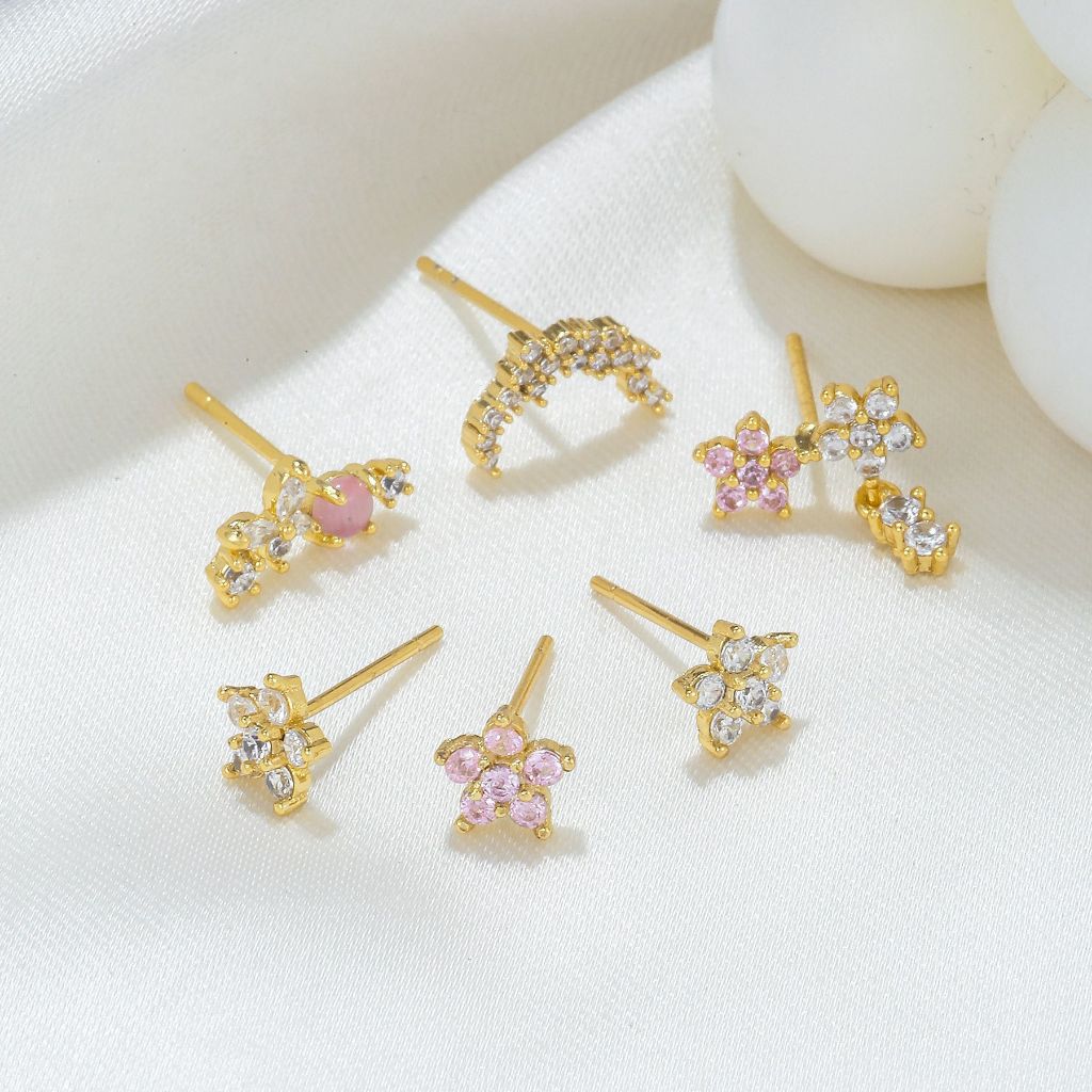 6 ชิ้นชุดต่างหูดอกไม้เจาะสตั๊ดต่างหูหรูหราเครื่องประดับ ราคา ถูกที่สุด ดีลบีเคเค แกลเลอรีภาพที่ 5