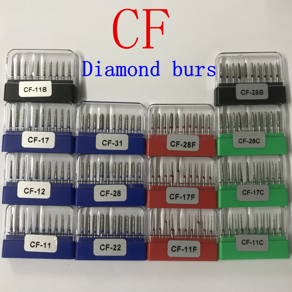 แพ็คเกจ 10 ชิ้น ฟันความเร็วสูง Burs CF Series CF-31 CF-12 CF-17F CF-28C CF-11B ฯลฯ 10 ชิ้น 1 กล่อง