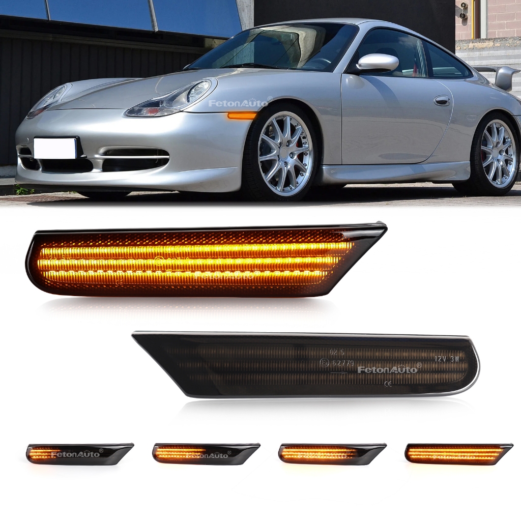 2 ชิ้น LED แบบไดนามิกไฟเลี้ยวด้านข้างสําหรับ Porsche Boxster 989 911 996 Carrera GT2