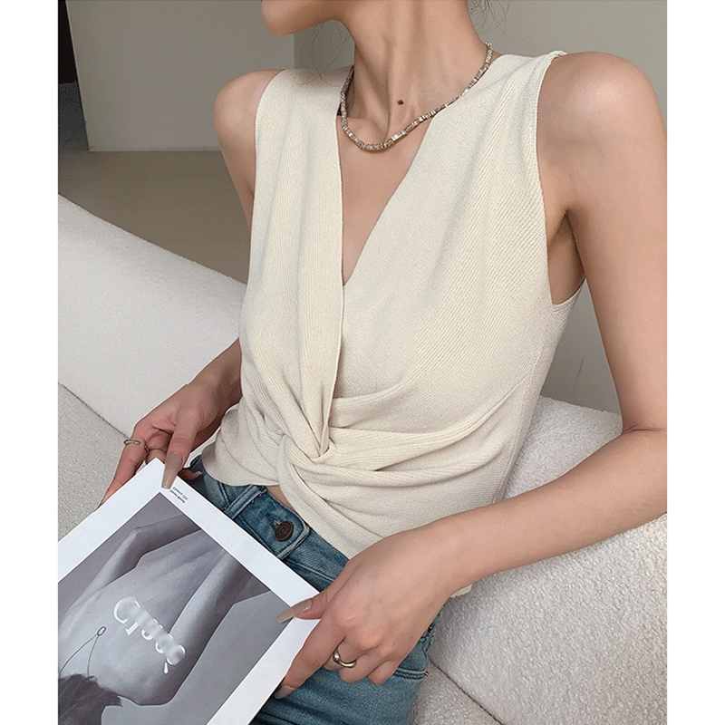 Bgteever ฤดูร ้ อน Elegant Slim V คอ Camisole สําหรับผู ้ หญิง Stylish Cross หญิงเสื ้ อกั ๊ ก