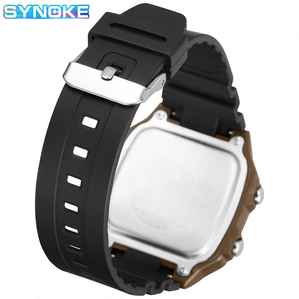 Synoke นาฬิกาดิจิตอลทหารสําหรับผู้ชาย, ช่องเวลากีฬาที่ทนต่อน้ําพร้อมจอแสดงผลวันที่และสัปดาห์