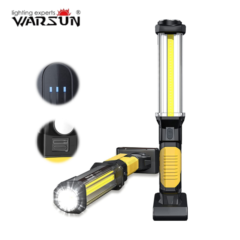 Warsun DJ60 ไฟฉาย LED 1500 ลูเมน แบบแม่เหล็ก ชาร์จไฟได้ สว่างมาก สําหรับตั้งแคมป์ เดินป่า ซ่อมรถยนต์
