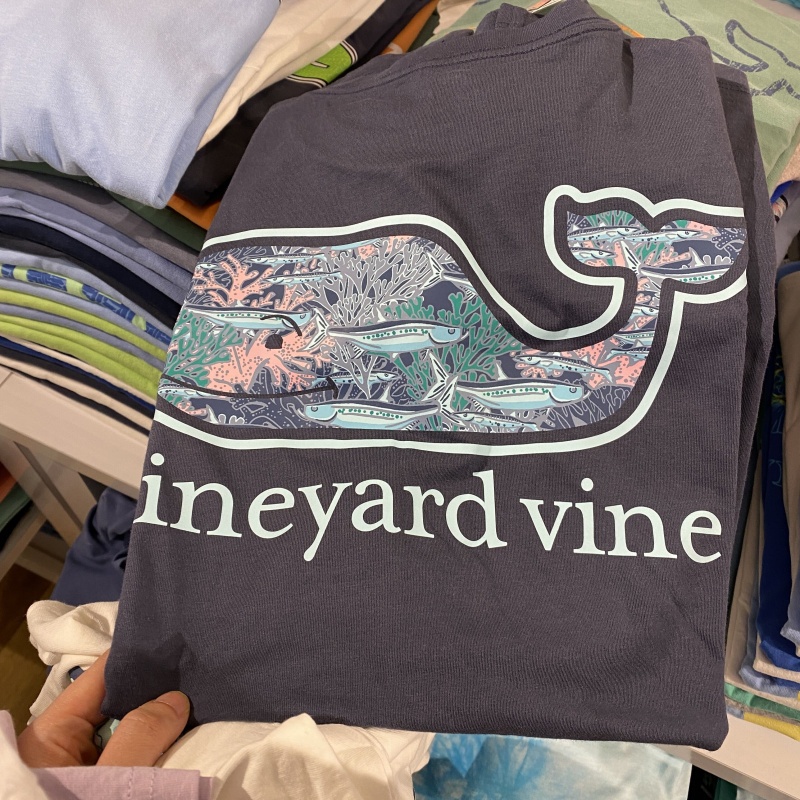 Vineyard Vines Little Whale เสื้อยืดคอกลมแขนสั้นผู้ชาย Casual Tee