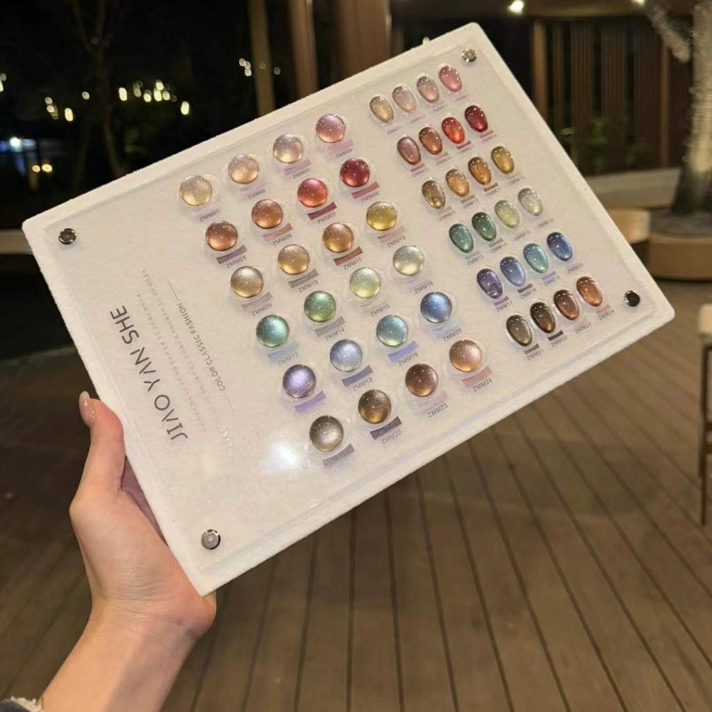 พร้อมส่ง JYS 24 สี (JIAO YAN SHE) สีเจลแคทอาย ชุดยาทาเล็บเจล แคทอาย แถมชาร์ทอะคริลิค สำเร็จรูป + แม่เหล็ก#JYSL3