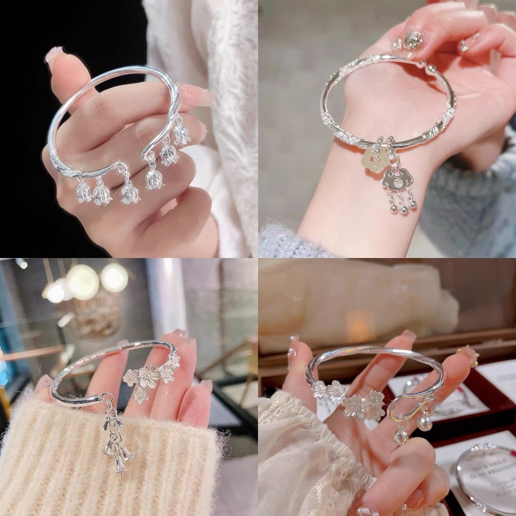 แฟชั ่ นสร ้ อยข ้ อมือดอกไม ้ เกาหลีผู ้ หญิงสีเงินอินของขวัญวันเกิดนักเรียนชั ้ นดี