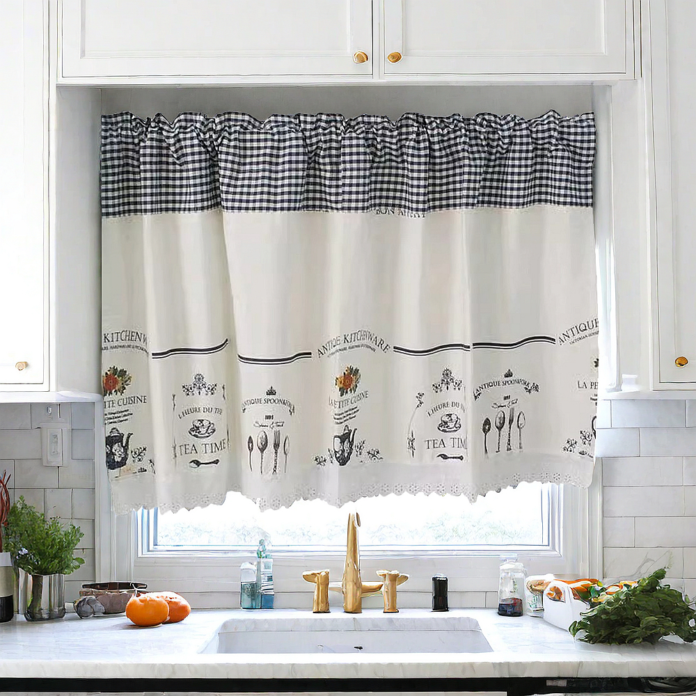 แนะนำ ผ้าม่าน ผ้าม่านสั้น ผ้าฝ้าย และผ้าลินิน ลายดอกไม้ สไตล์เรโทร สําหรับห้องครัว และห้องน้ํา ราคาพิเศษ มีเก็บเงินปลายทาง