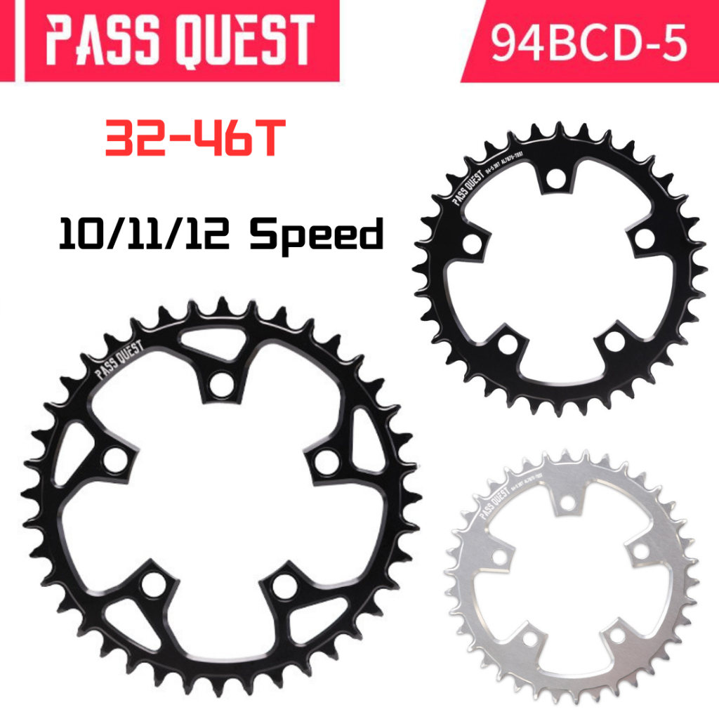 Pass QUEST 94 BCD Chainring ROUND แคบกว ้ าง Chainring 32/34/36/38440/42/44/46T Bike Chain Crankset MTB สําหรับ 10/11/12 Speed Cycling Parts