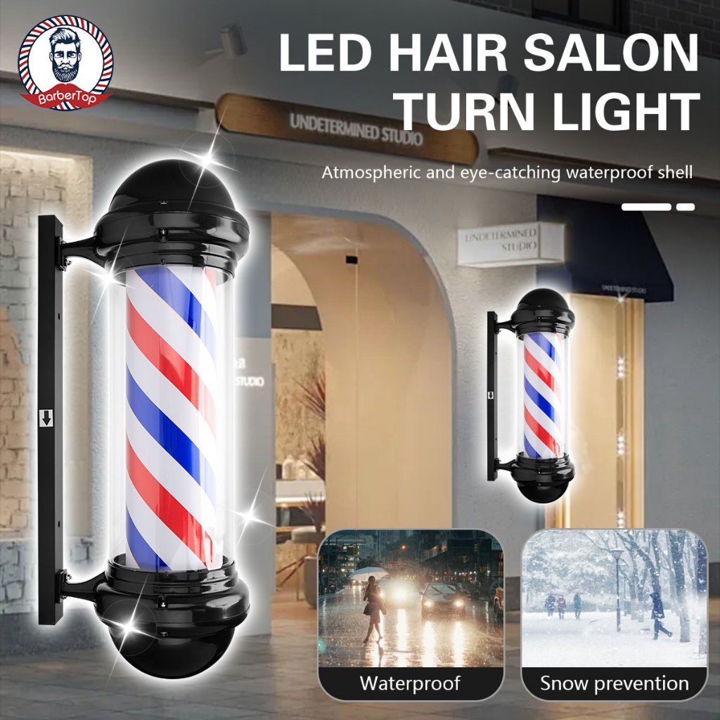 จุด #Salon Hairdressing ร ้ านตัดผม LED ไฟหมุนกลางแจ ้ งแขวนผนังป ้ ายไฟแขวนผนังร ้ านทําผมหมุนแสงร ้ านทําผมกล ่ องไฟกันน ้ ําและประหยัดพลังงาน