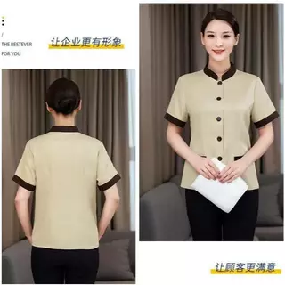 ผู้ใหญ่ทําความสะอาดชุดทํางานโรงแรมเครื่องแต่งกายแม่บ้านบริกรเสื้อผ้าร้านอาหารเครื่องล้างจานเสื้อพนักงานเล็บเท้าสุภาพสตรีด้านบ