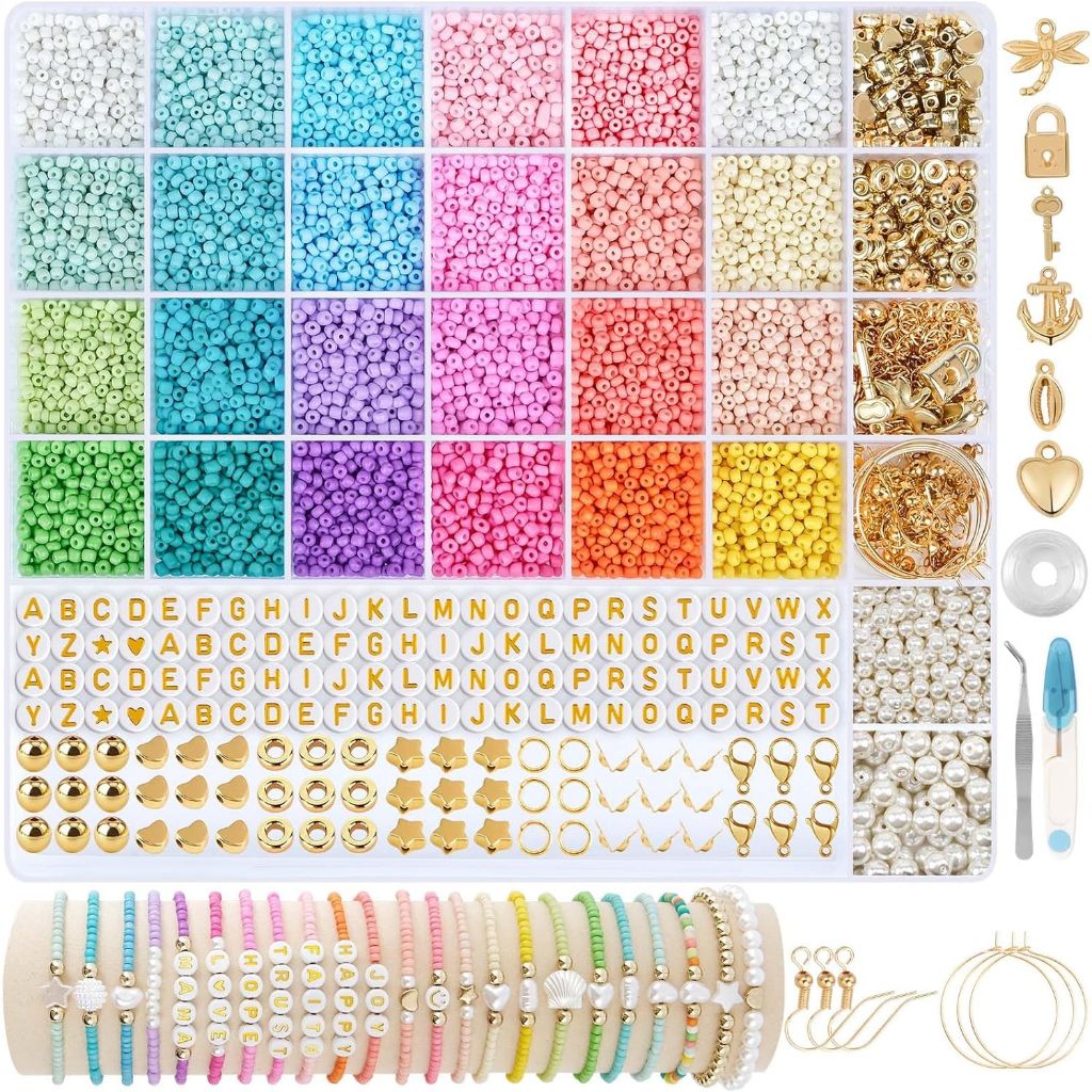 ลูกปัด 3 มม. สําหรับสร้อยข้อมือ สีพาสเทล, 24 สี Macaron Matte Glass ลูกปัดสําหรับด้าย, Mini Bead Set Charm Kit สําหรับ DIY สร้อยข้อมือทํา, วันหยุด, งานปาร์ตี้, คริสต์มาส