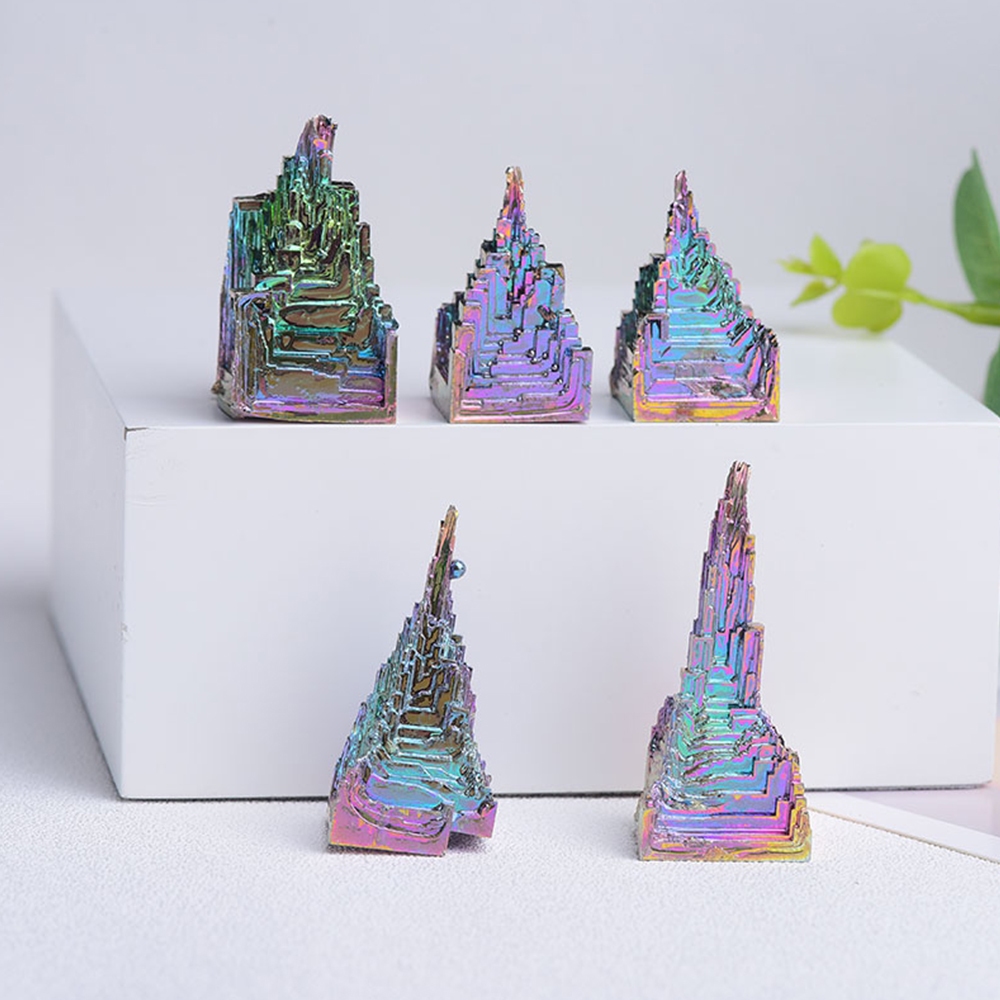 1 PC ธรรมชาติ Rainbow ไทเทเนียม Bismuth Mineral Cluster คริสตัลตัวอย่างตกแต่งบ้านของขวัญ