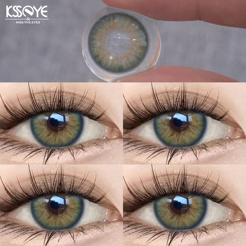2pcs สายตาสั้นคอนแทคเลนส์เกรด (0-8.00) ksseye เลนส์ 14.5 มม.ตุ๊กตาบาร์บี้สีเขียว 1 ปีตุ๊กตา Eye สบาย