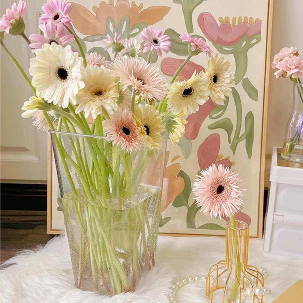 แจกันดอกไม ้ อะคริลิค Centerpieces กระบอกแจกันแจกันดอกไม ้ ใสสําหรับ Office Home