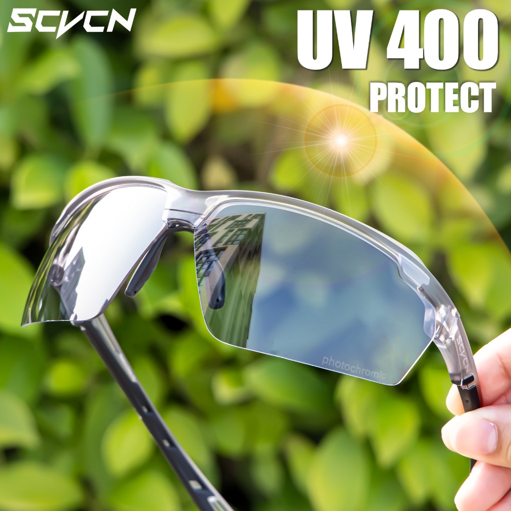 Scvcn แฟชั่นแว่นตากันแดด Photochromic แว่นตาขี่จักรยานจักรยานจักรยานเดินป่ากอล์ฟ UV400 แว่นตากีฬาสําหรับผู้ชายผู้หญิงเบสบอล