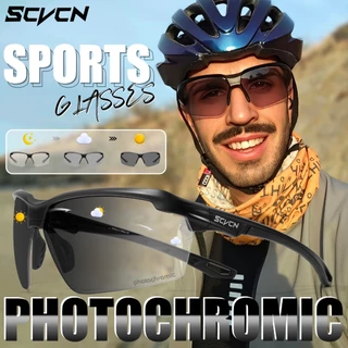 Scvcn แฟชั่นแว่นตากันแดด Photochromic แว่นตาขี่จักรยานจักรยานจักรยานเดินป่ากอล์ฟ UV400 แว่นตากีฬาสําหรับผู้ชายผู้หญิงเบสบอล