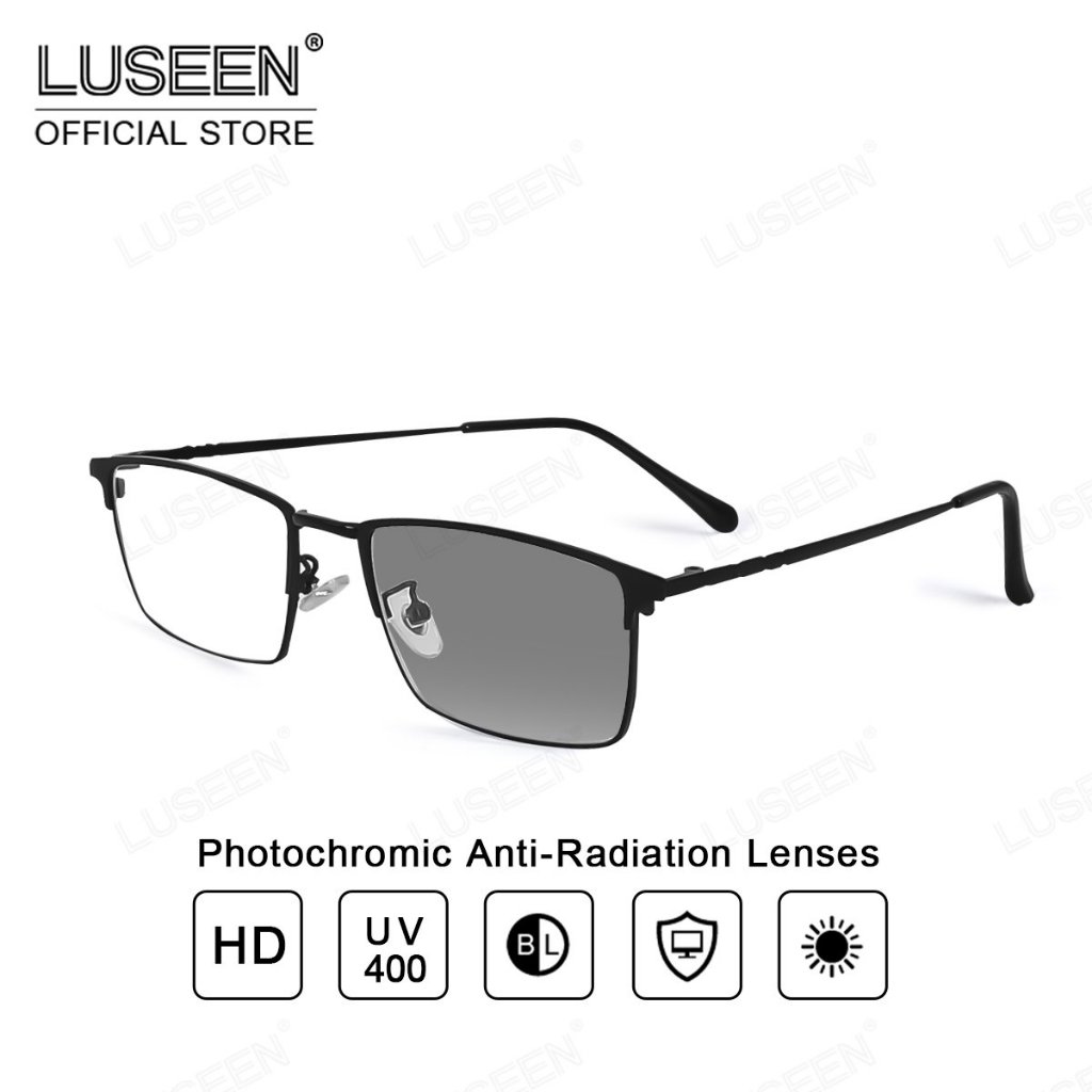 LUSEEN แว่นตา ป้องกันแสงสีฟ้า แว่นตาโฟโตโครมิก ป้องกันรังสียูวี สําหรับผู้หญิง และผู้ชาย แว่นตาแฟชั่น AG2251